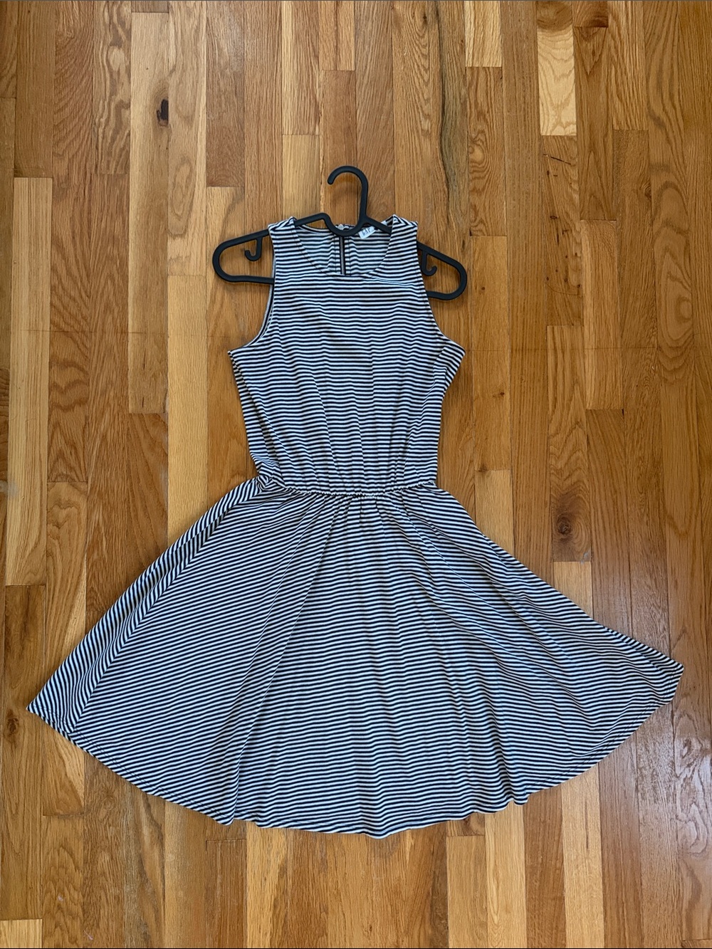 GAP Navy and White Striped Sleeveless Fit-and-Flare Dress